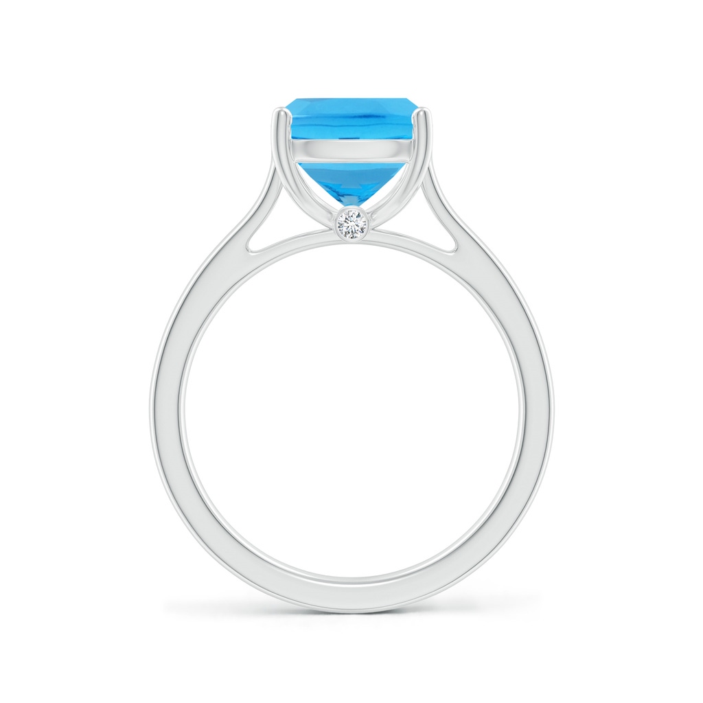 10x8mm AAA Classic Cushion Swiss Blue Topaz Solitaire Ring with Hidden Accents in 9K White Gold Side-1