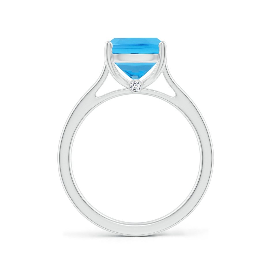 10x8mm AAA Classic Cushion Swiss Blue Topaz Solitaire Ring with Hidden Accents in 9K White Gold side-1