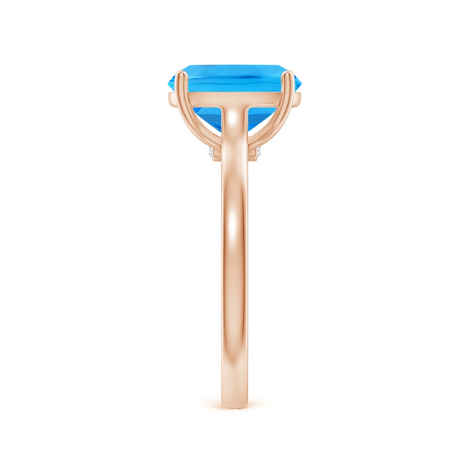 10x8mm AAAA Classic Cushion Swiss Blue Topaz Solitaire Ring with Hidden Accents in Rose Gold side-2