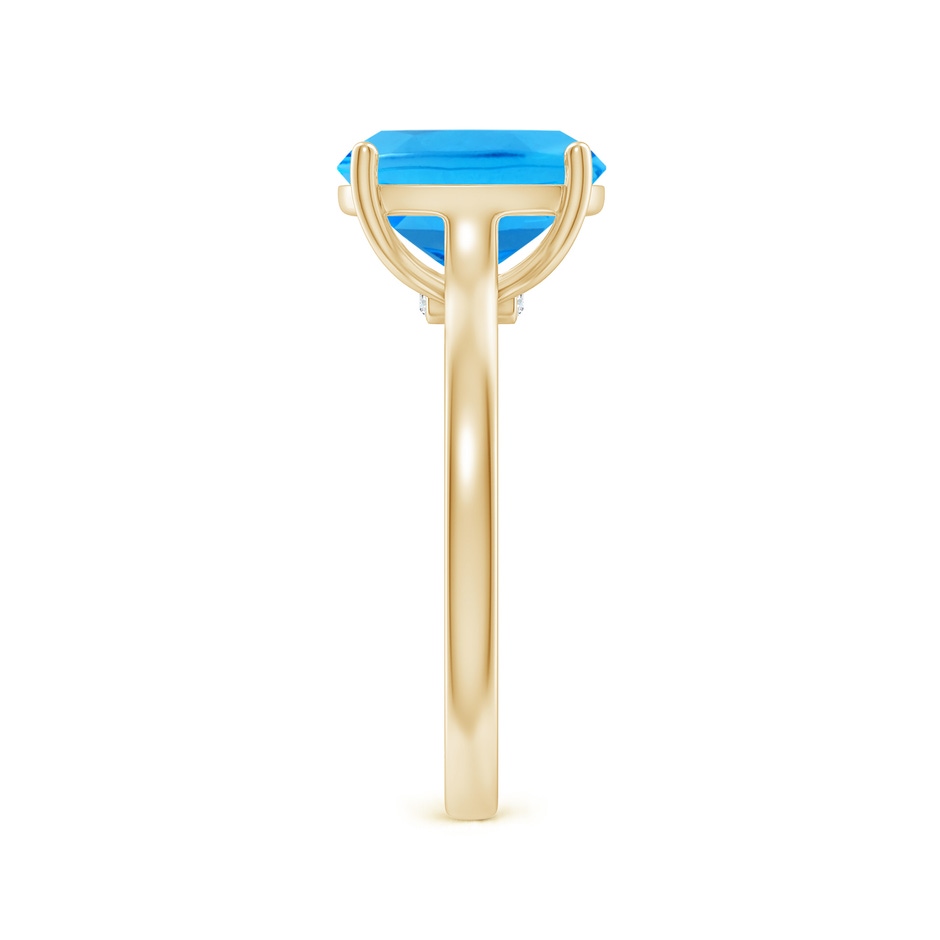 10x8mm AAAA Classic Cushion Swiss Blue Topaz Solitaire Ring with Hidden Accents in Yellow Gold side-2