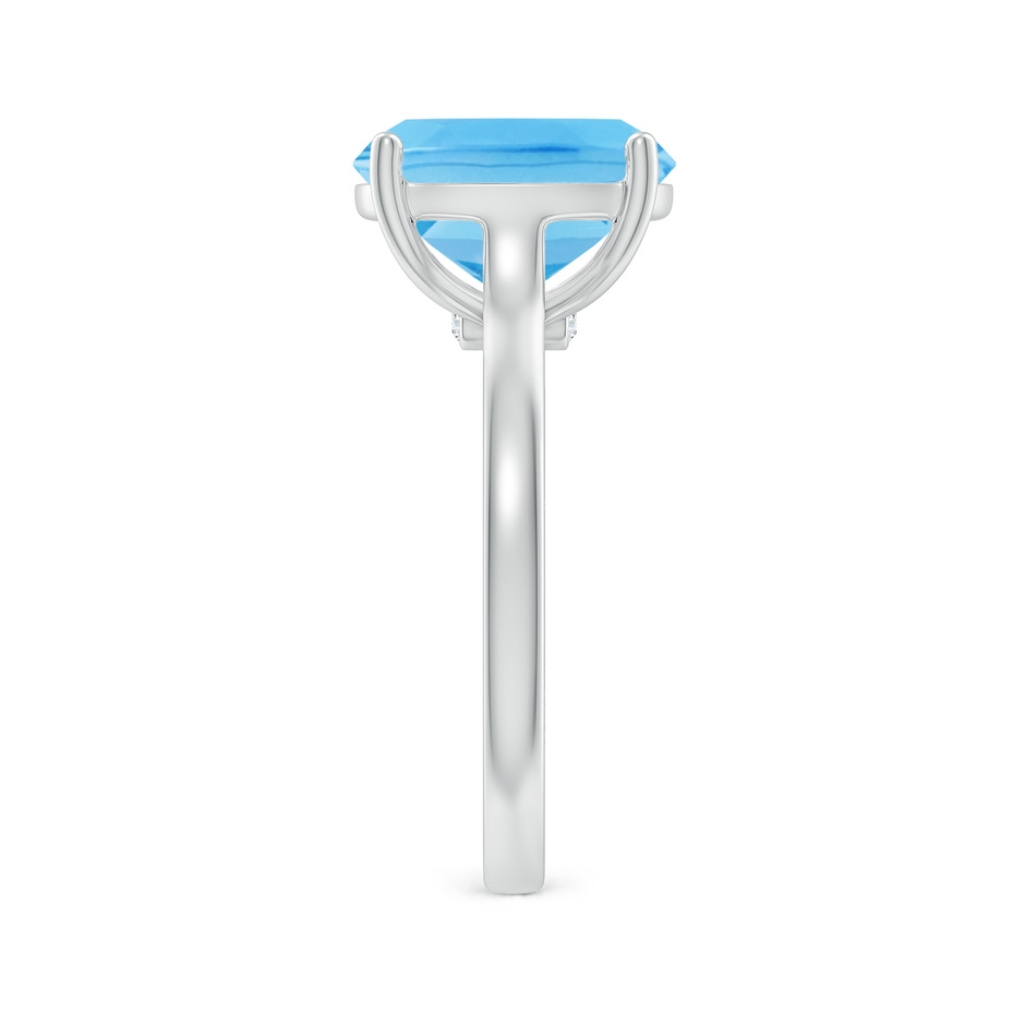 11x9mm A Classic Cushion Swiss Blue Topaz Solitaire Ring with Hidden Accents in White Gold side-2