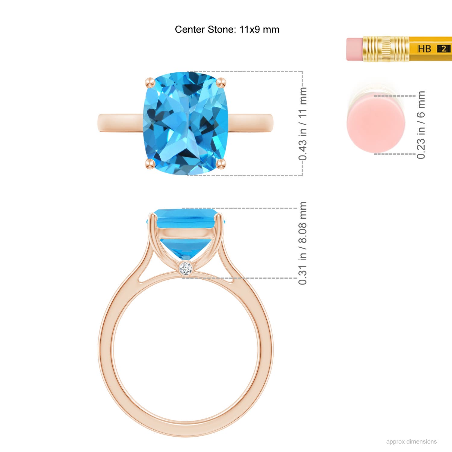 AAA - Swiss Blue Topaz / 4.53 CT / 14 KT Rose Gold