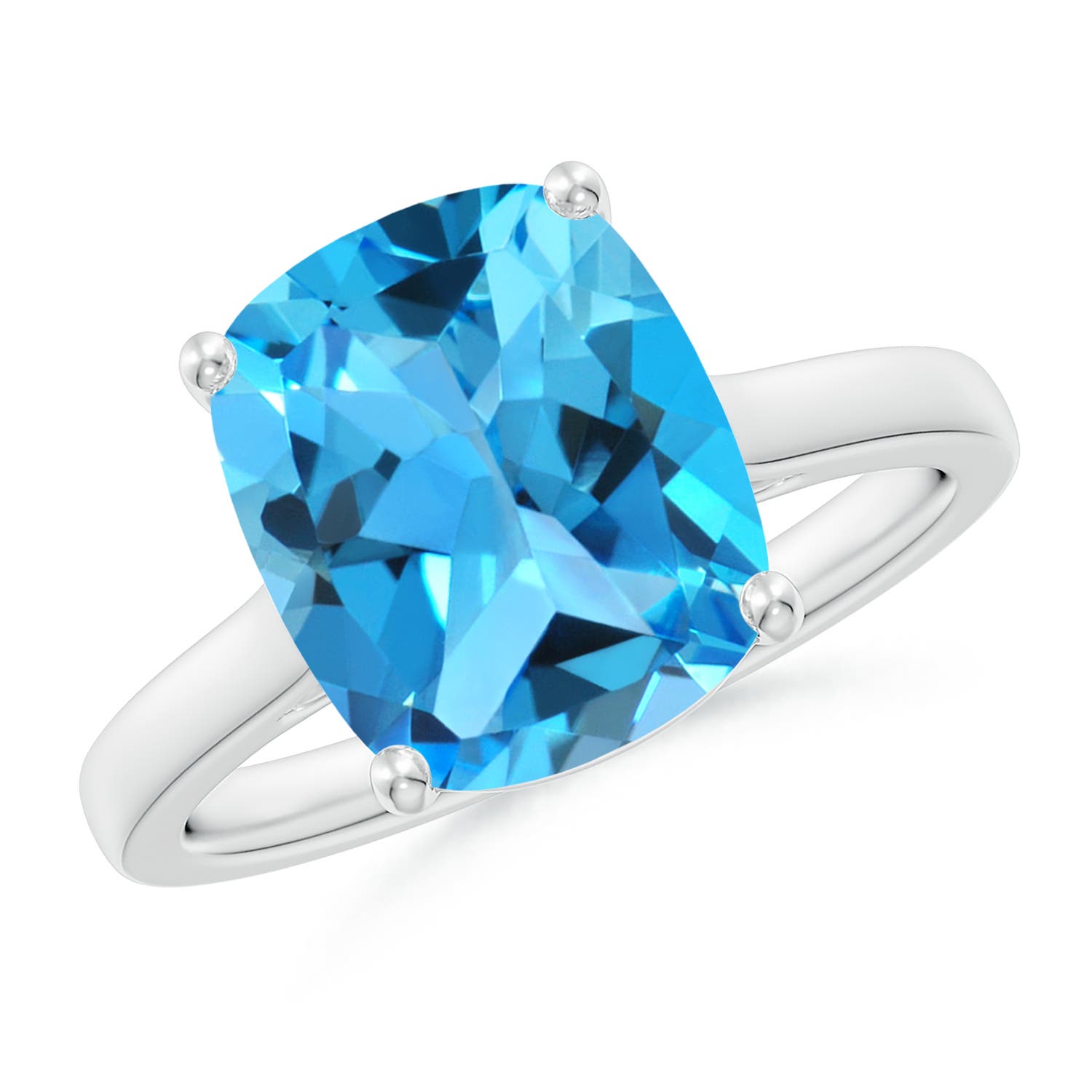 AAA - Swiss Blue Topaz / 4.53 CT / 14 KT White Gold