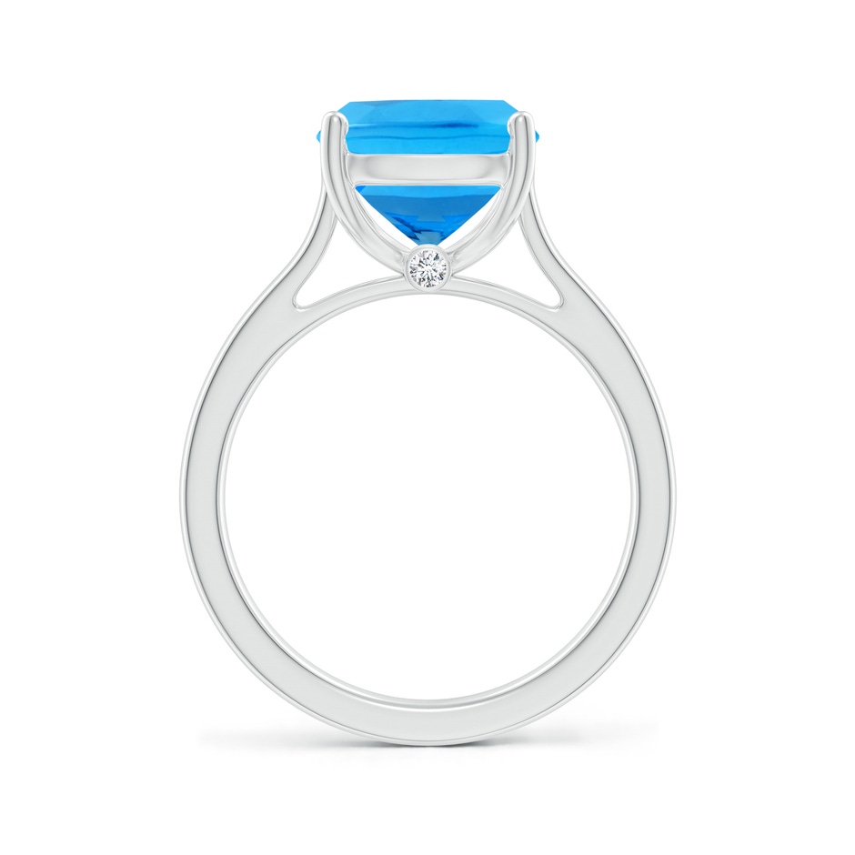 11x9mm AAAA Classic Cushion Swiss Blue Topaz Solitaire Ring with Hidden Accents in P950 Platinum side-1