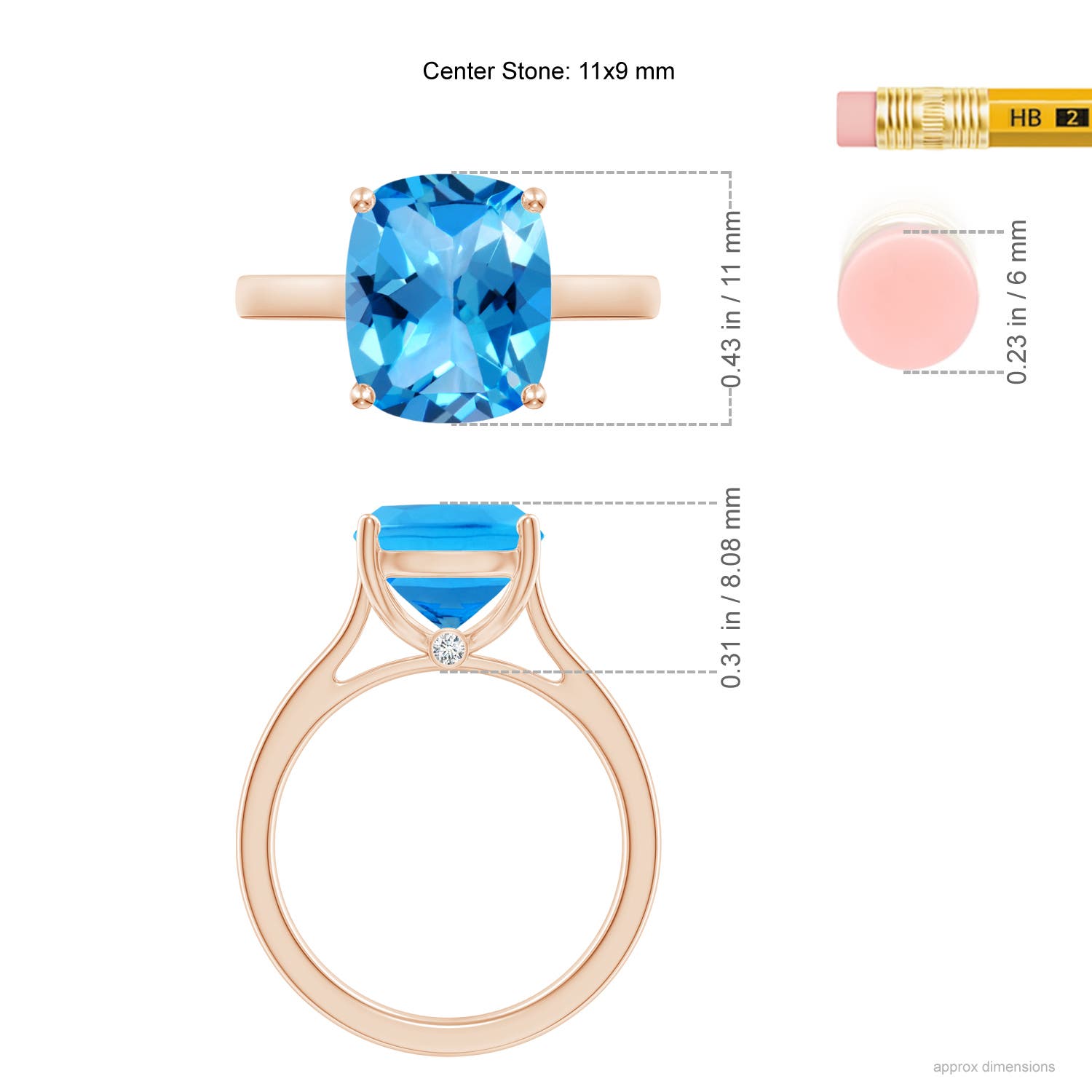 AAAA - Swiss Blue Topaz / 4.53 CT / 14 KT Rose Gold