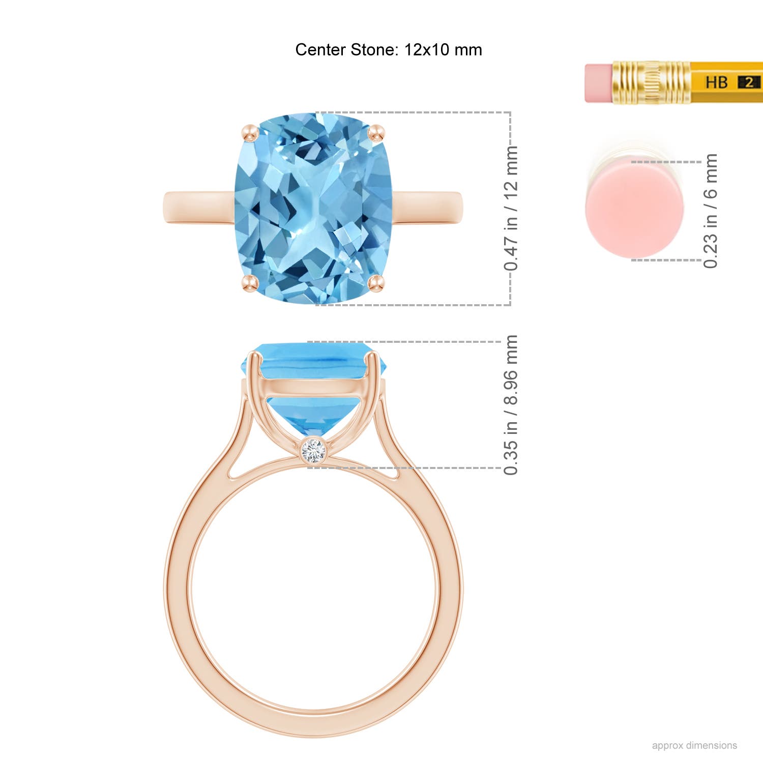 A - Swiss Blue Topaz / 5.84 CT / 14 KT Rose Gold