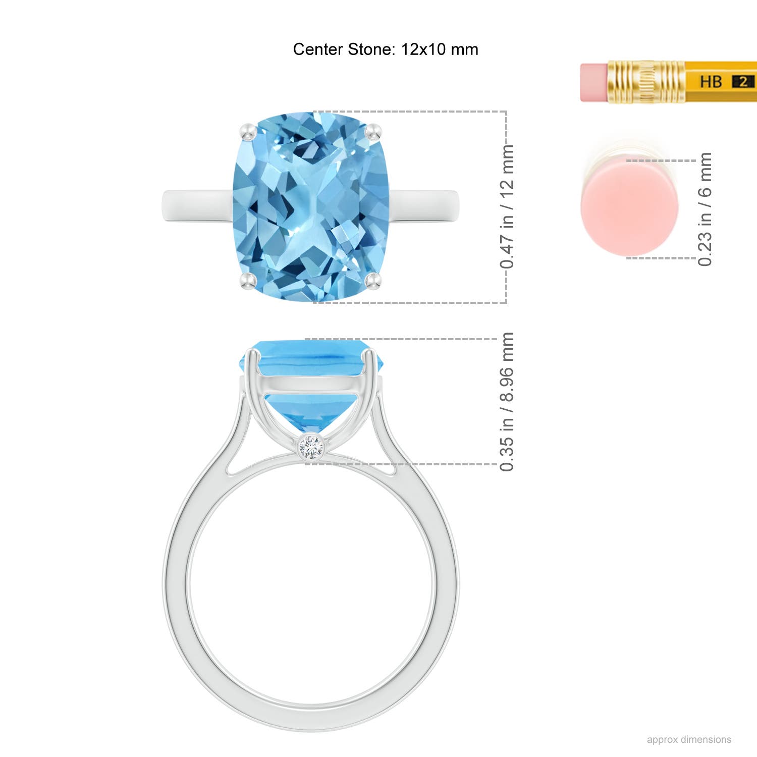 A - Swiss Blue Topaz / 5.84 CT / 14 KT White Gold