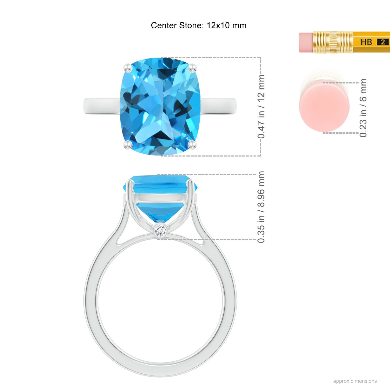 AAA - Swiss Blue Topaz / 5.84 CT / 14 KT White Gold