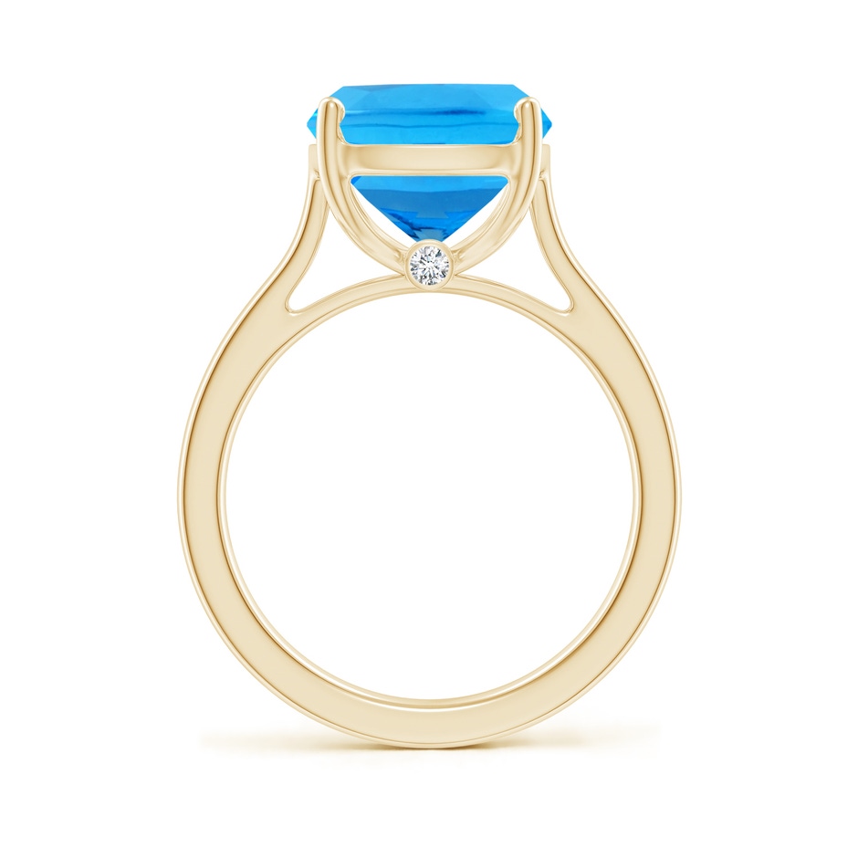 12x10mm AAAA Classic Cushion Swiss Blue Topaz Solitaire Ring with Hidden Accents in 10K Yellow Gold side-1