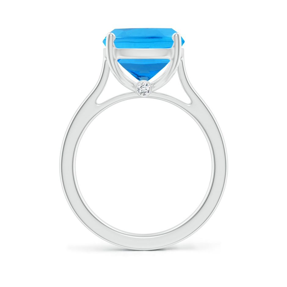12x10mm AAAA Classic Cushion Swiss Blue Topaz Solitaire Ring with Hidden Accents in P950 Platinum side-1