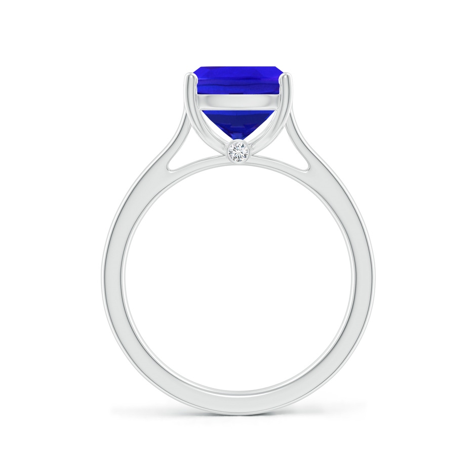 10x8mm AAA Classic Cushion Tanzanite Solitaire Ring in White Gold side-1