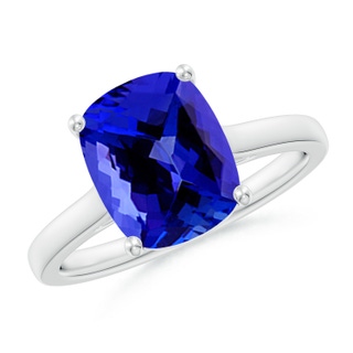 10x8mm AAAA Classic Cushion Tanzanite Solitaire Ring in P950 Platinum