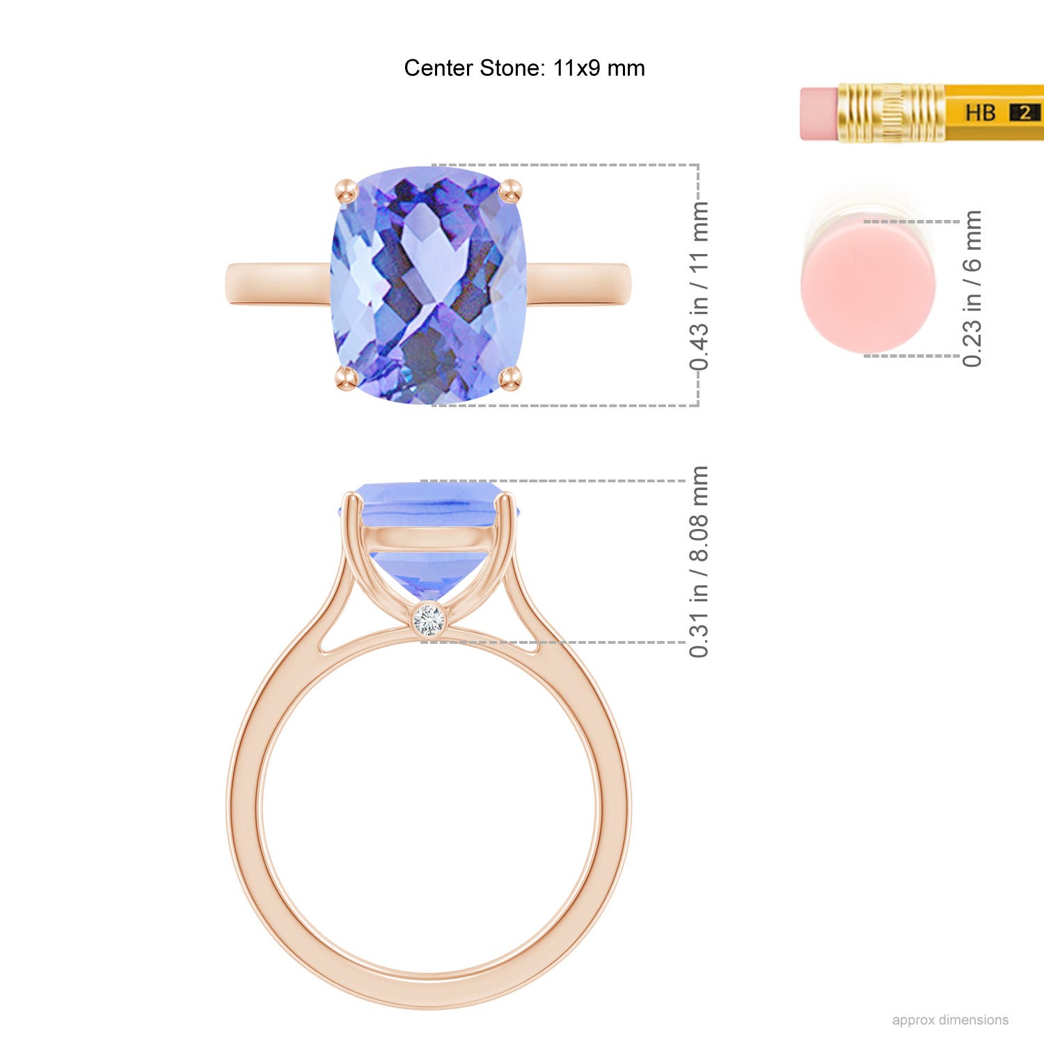 A - Tanzanite / 3.83 CT / 14 KT Rose Gold