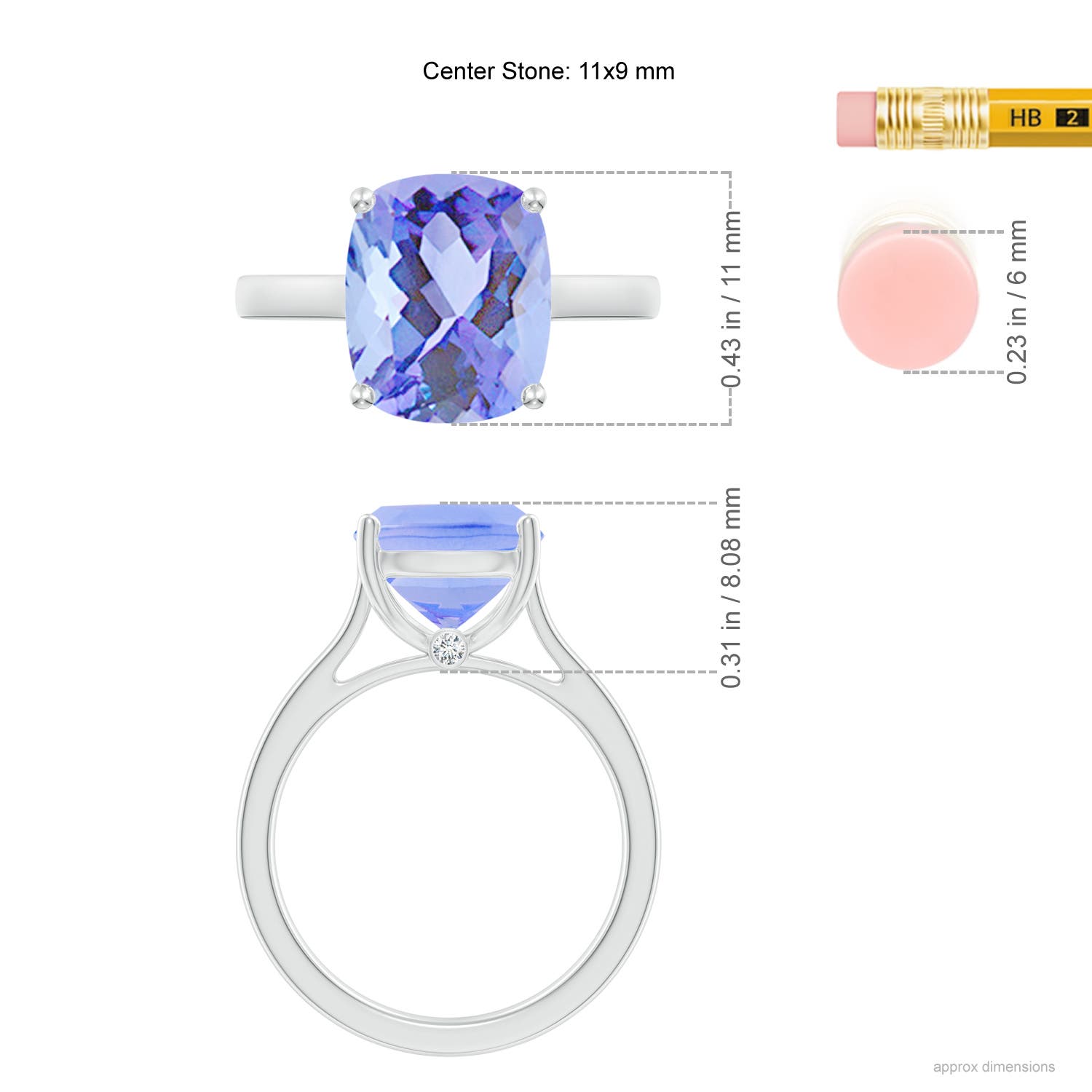 A - Tanzanite / 3.83 CT / 14 KT White Gold