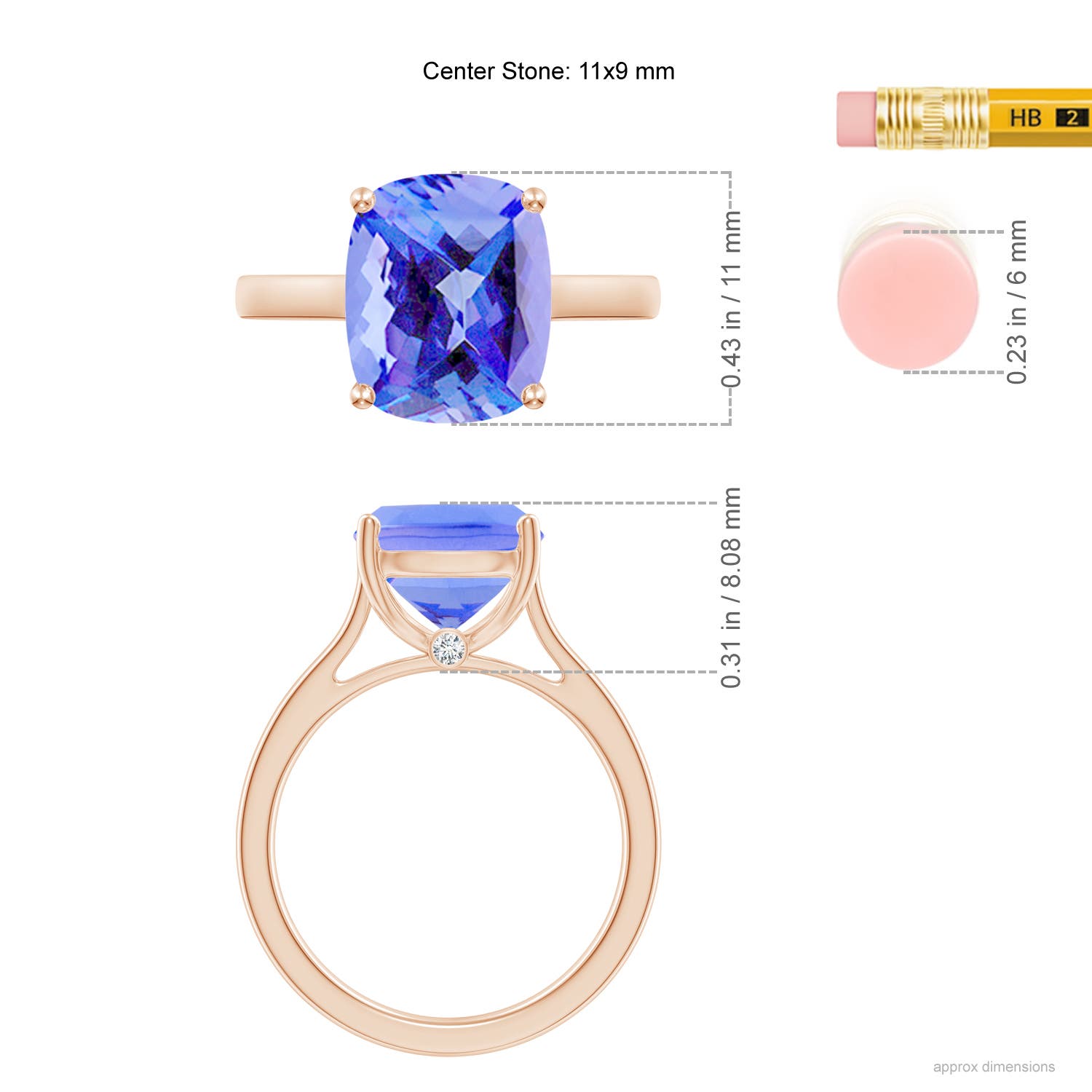 AA - Tanzanite / 3.83 CT / 14 KT Rose Gold