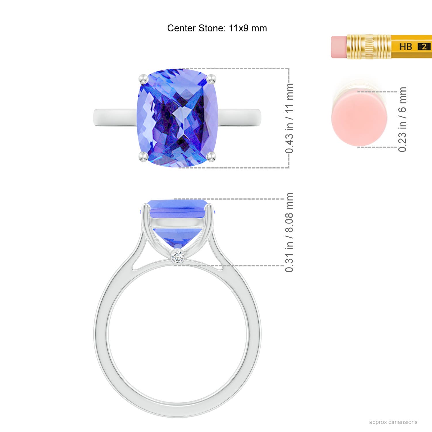 AA - Tanzanite / 3.83 CT / 14 KT White Gold