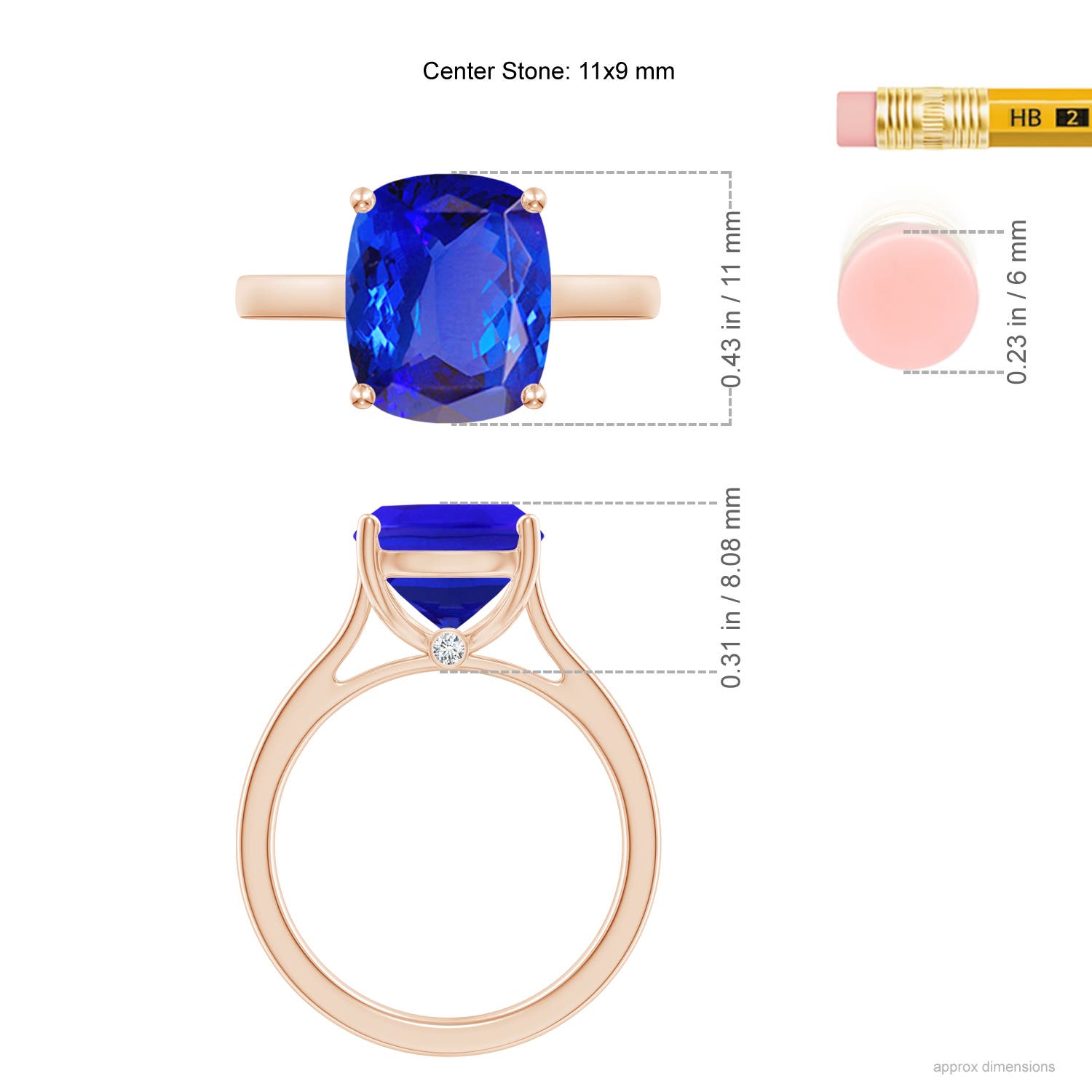 AAA - Tanzanite / 3.83 CT / 14 KT Rose Gold