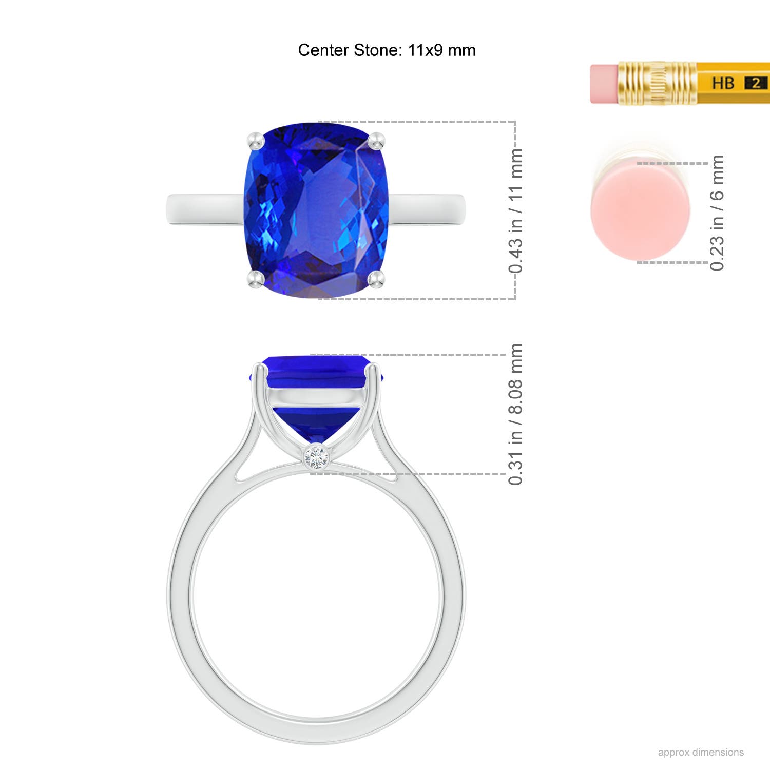 AAA - Tanzanite / 3.83 CT / 14 KT White Gold