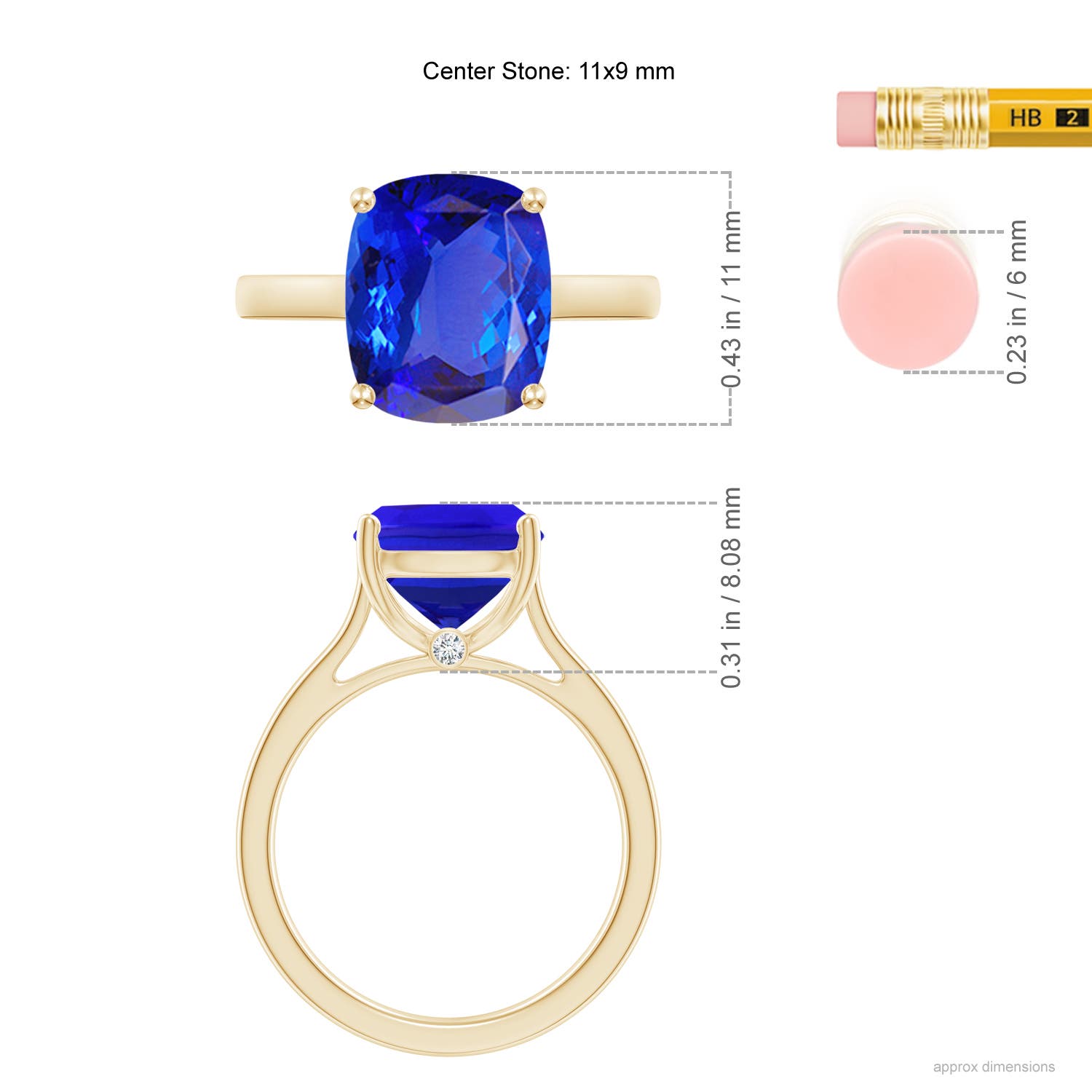 AAA - Tanzanite / 3.83 CT / 14 KT Yellow Gold