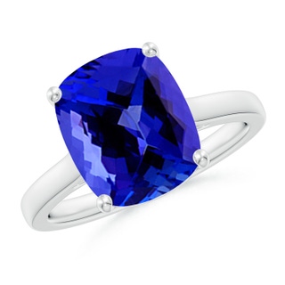 11x9mm AAAA Classic Cushion Tanzanite Solitaire Ring in P950 Platinum