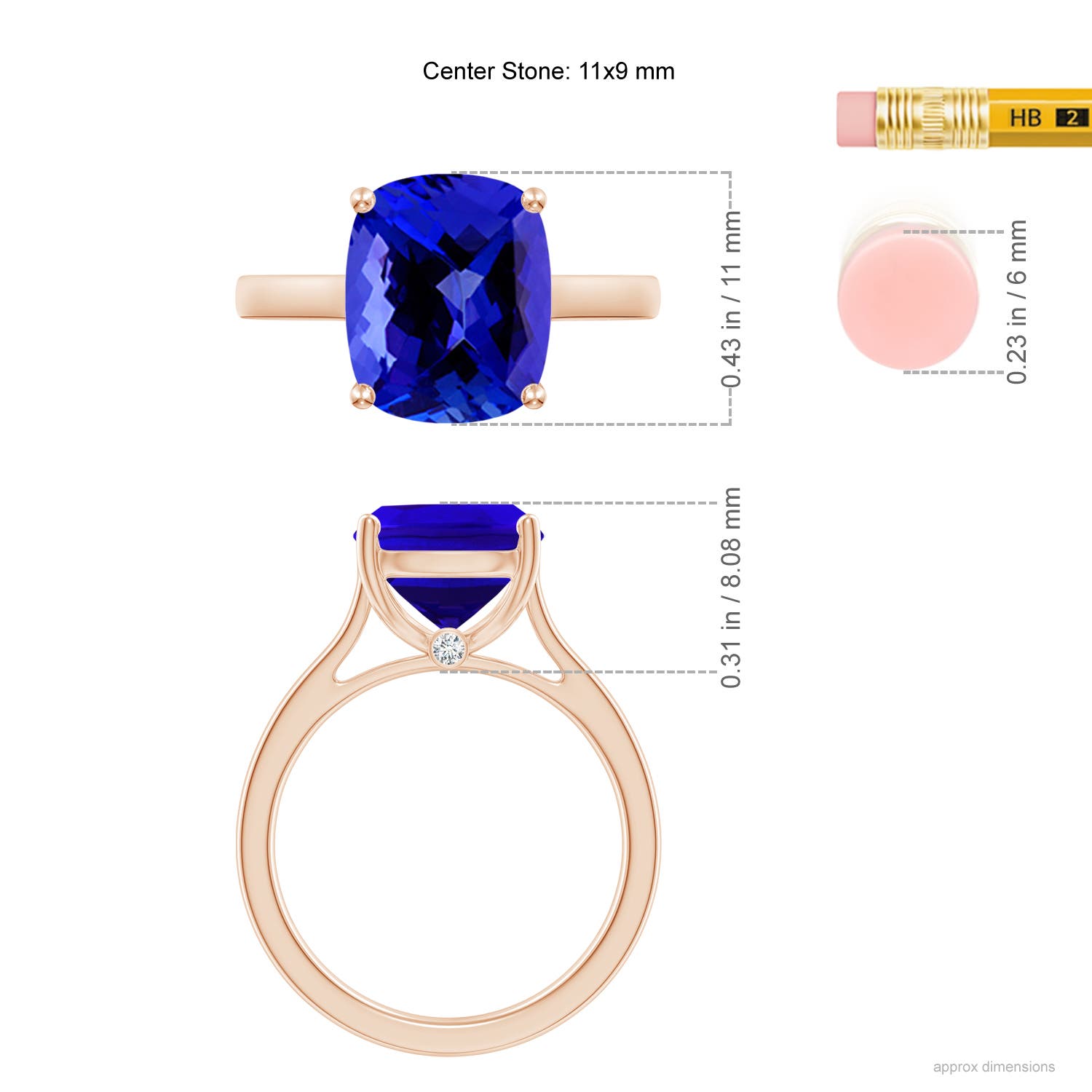 AAAA - Tanzanite / 3.83 CT / 14 KT Rose Gold