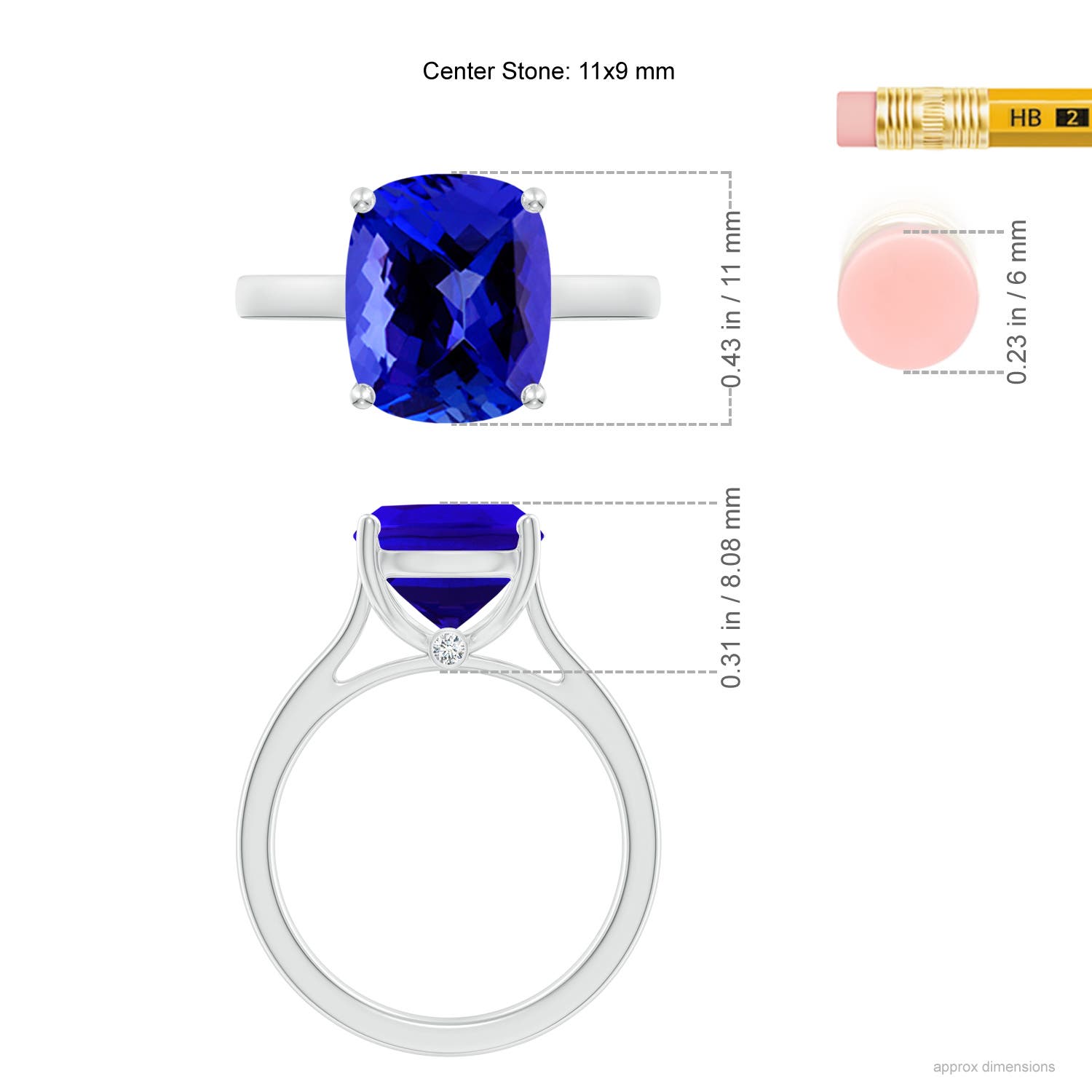 AAAA - Tanzanite / 3.83 CT / 14 KT White Gold