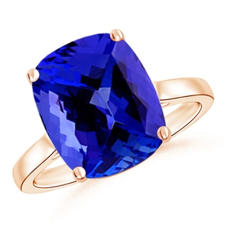 12x10mm AAAA Classic Cushion Tanzanite Solitaire Ring in 9K Rose Gold