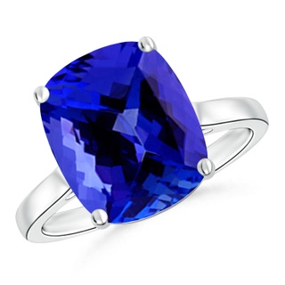 12x10mm AAAA Classic Cushion Tanzanite Solitaire Ring in P950 Platinum