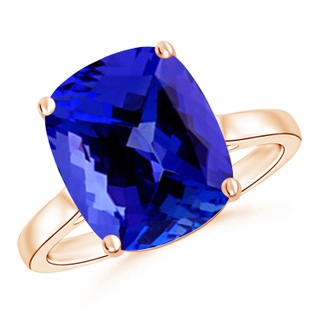 12x10mm AAAA Classic Cushion Tanzanite Solitaire Ring in Rose Gold