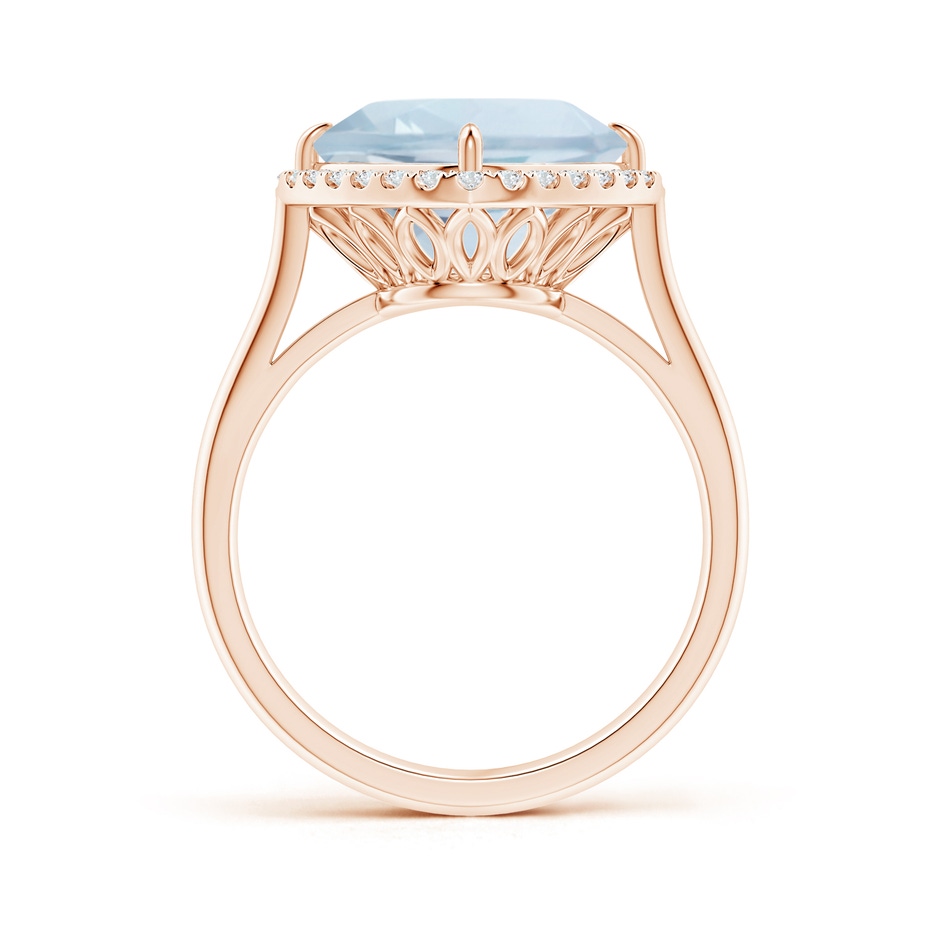 10mm A Claw-Set Cushion Aquamarine Cocktail Ring with Halo in Rose Gold side-1