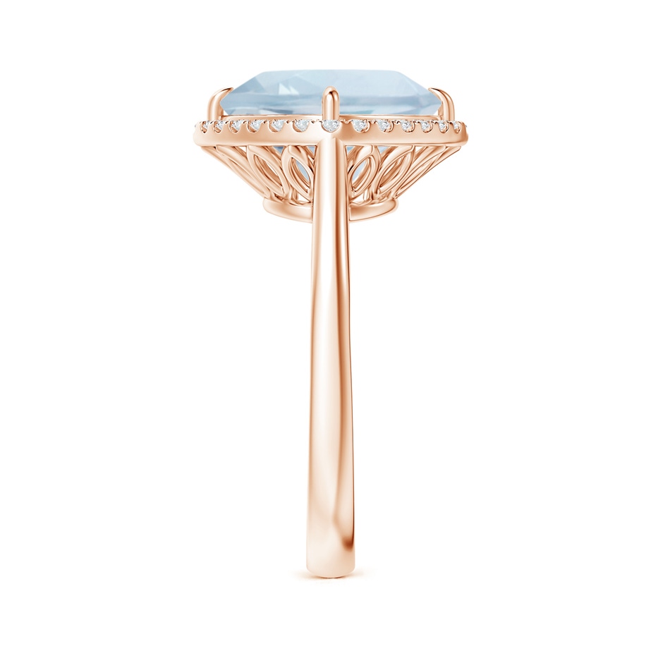 10mm A Claw-Set Cushion Aquamarine Cocktail Ring with Halo in Rose Gold side-2