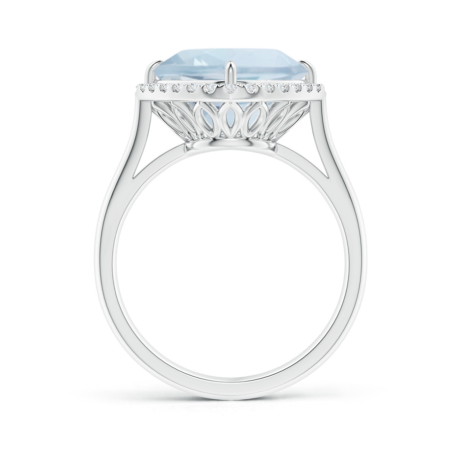 10mm A Claw-Set Cushion Aquamarine Cocktail Ring with Halo in White Gold side-1