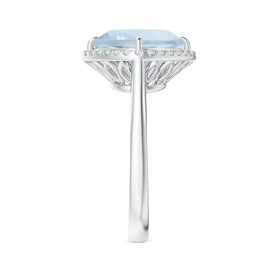 10mm A Claw-Set Cushion Aquamarine Cocktail Ring with Halo in White Gold side-2