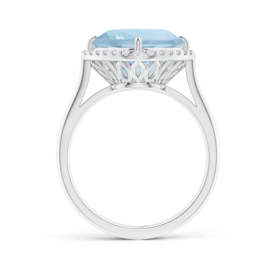10mm AA Claw-Set Cushion Aquamarine Cocktail Ring with Halo in P950 Platinum side-1