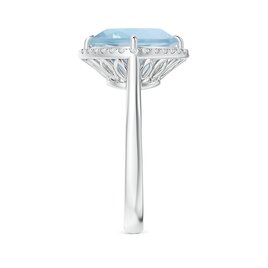 10mm AA Claw-Set Cushion Aquamarine Cocktail Ring with Halo in P950 Platinum side-2