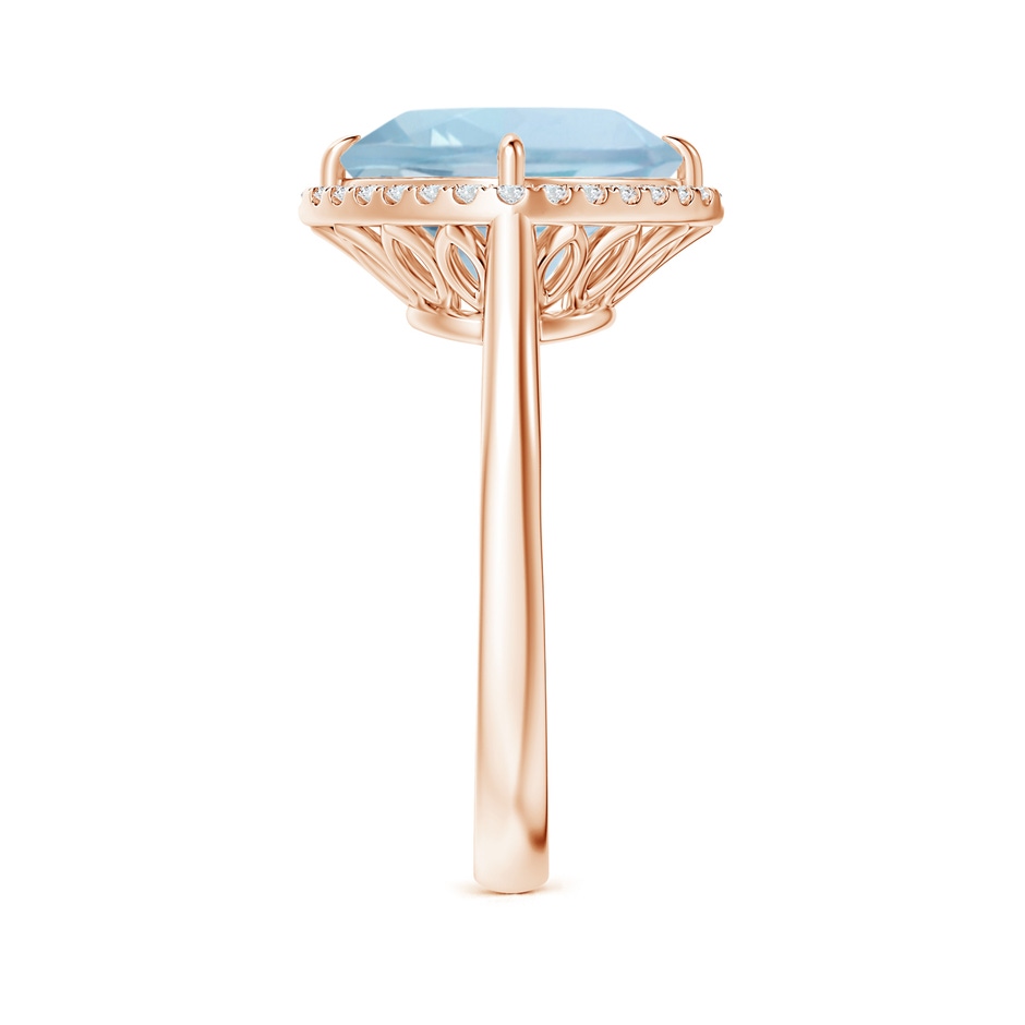 10mm AA Claw-Set Cushion Aquamarine Cocktail Ring with Halo in Rose Gold side-2