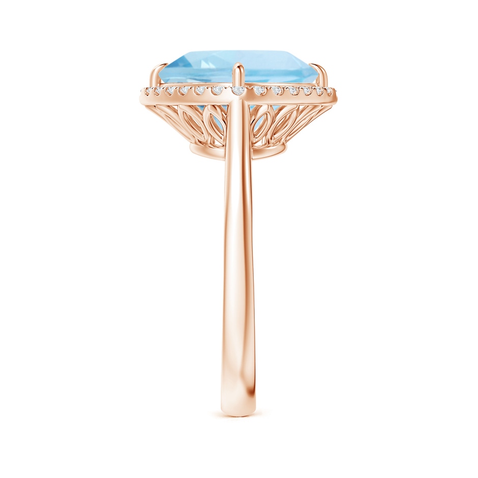 10mm AAA Claw-Set Cushion Aquamarine Cocktail Ring with Halo in Rose Gold side-2