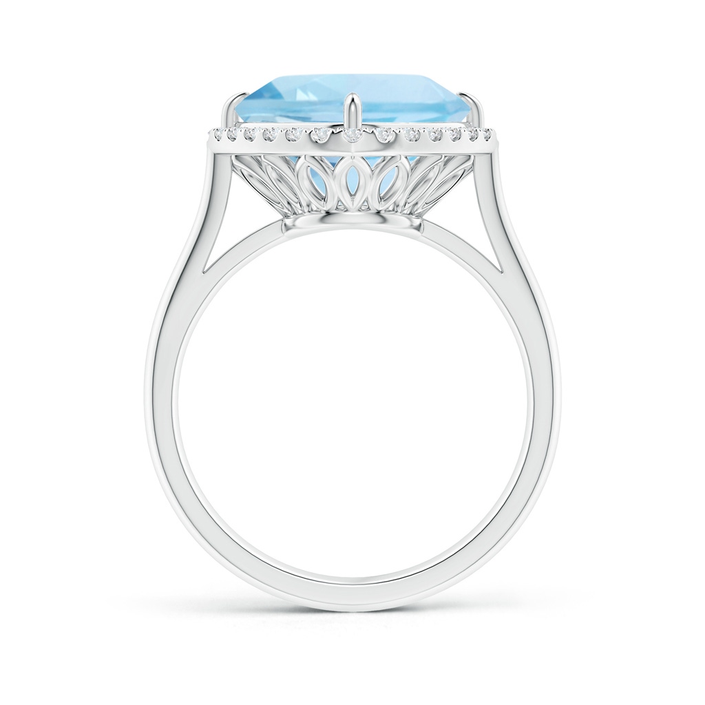 10mm AAA Claw-Set Cushion Aquamarine Cocktail Ring with Halo in White Gold Side-1