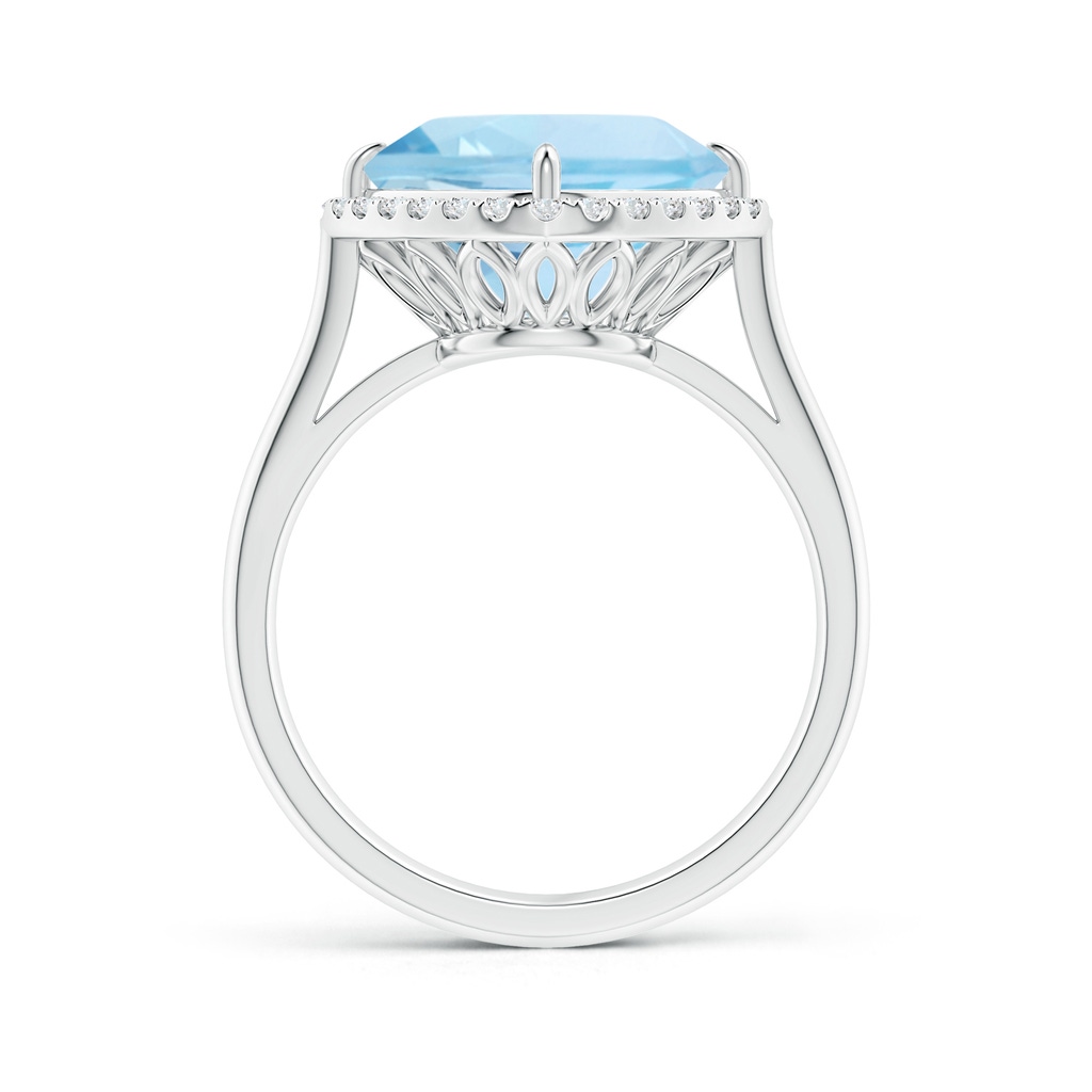 10mm AAA Claw-Set Cushion Aquamarine Cocktail Ring with Halo in White Gold - side_1
