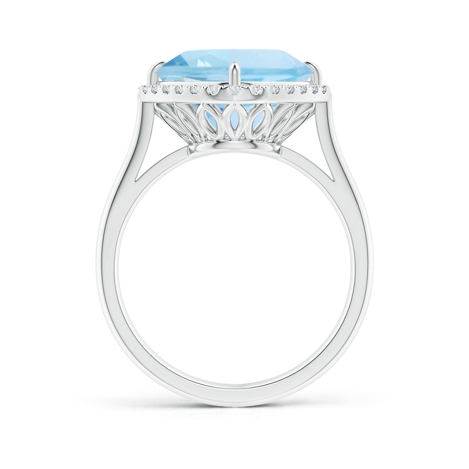 10mm AAA Claw-Set Cushion Aquamarine Cocktail Ring with Halo in White Gold side-1