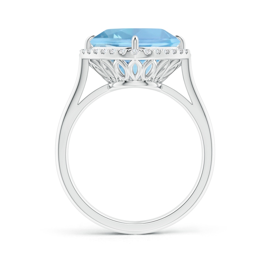 10mm AAAA Claw-Set Cushion Aquamarine Cocktail Ring with Halo in White Gold side-1
