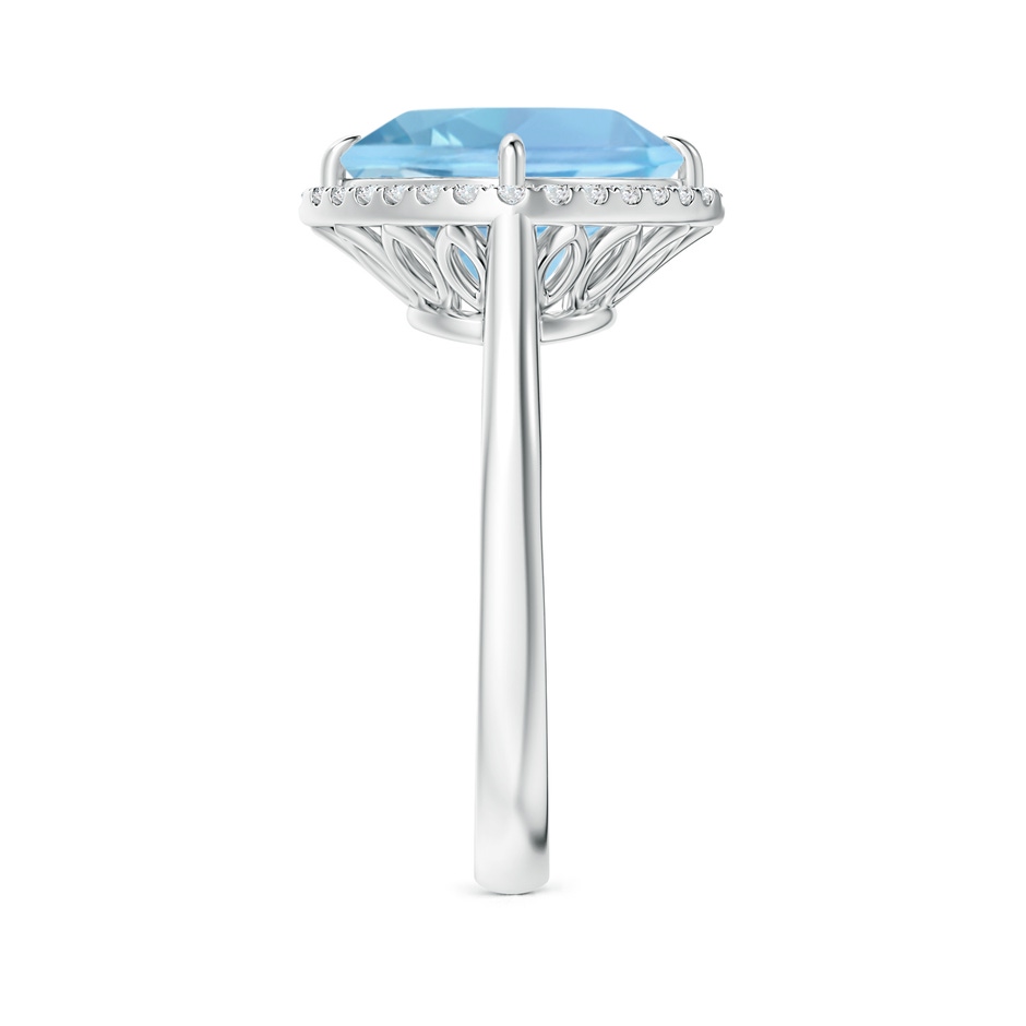 10mm AAAA Claw-Set Cushion Aquamarine Cocktail Ring with Halo in White Gold side-2