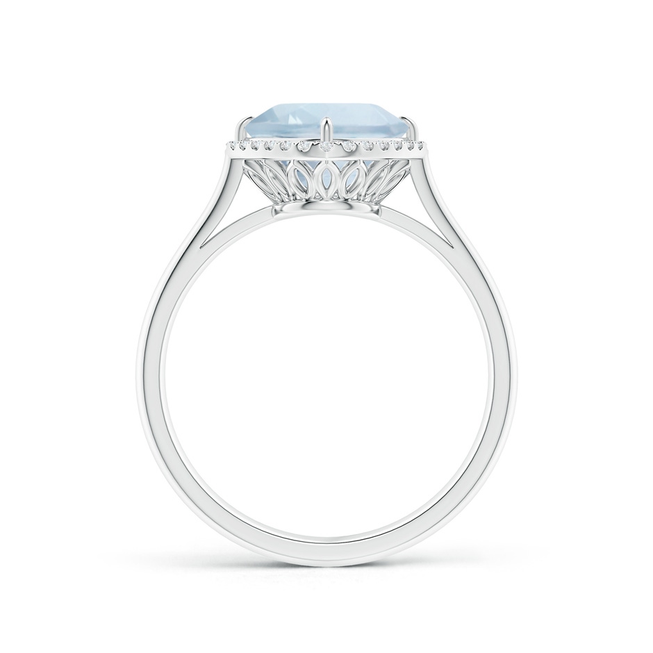 8mm A Claw-Set Cushion Aquamarine Cocktail Ring with Halo in White Gold side-1