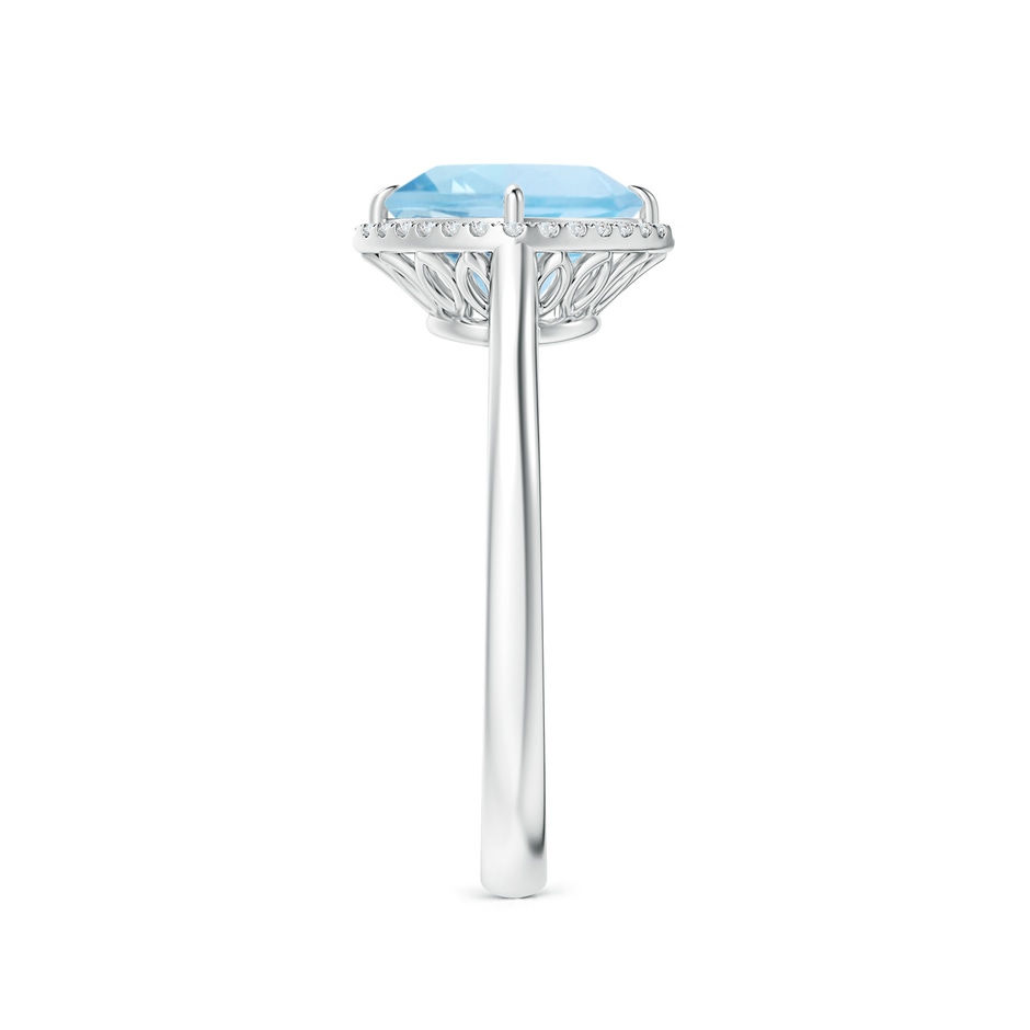 8mm AAA Claw-Set Cushion Aquamarine Cocktail Ring with Halo in White Gold side-2