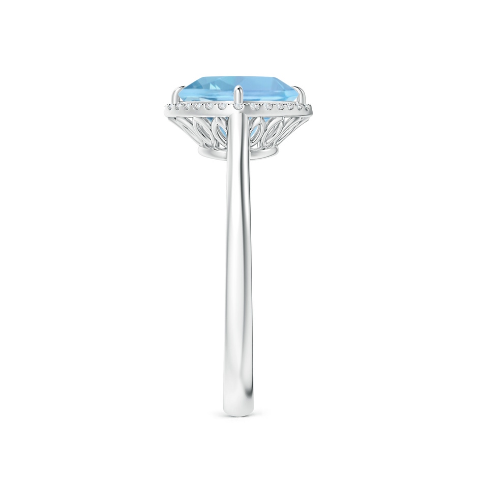 8mm AAAA Claw-Set Cushion Aquamarine Cocktail Ring with Halo in White Gold side-2