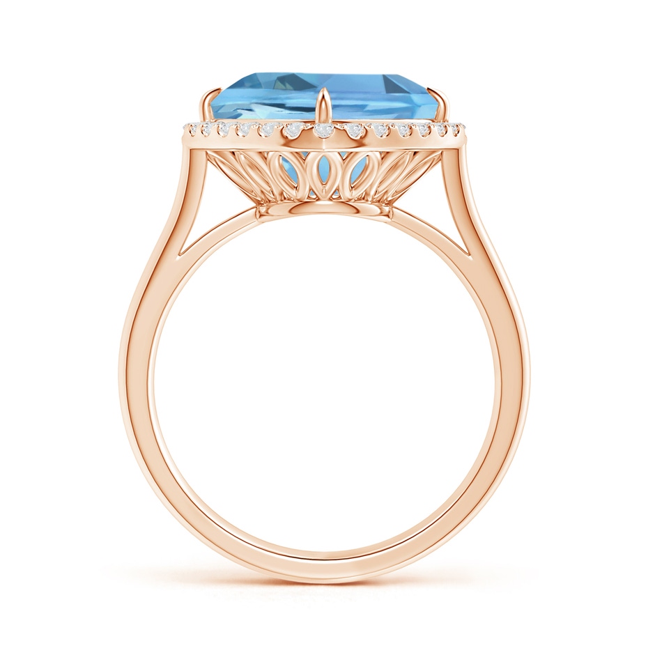 12mm AAAA Claw-Set Cushion Aquamarine Cocktail Halo Ring in 10K Rose Gold product image