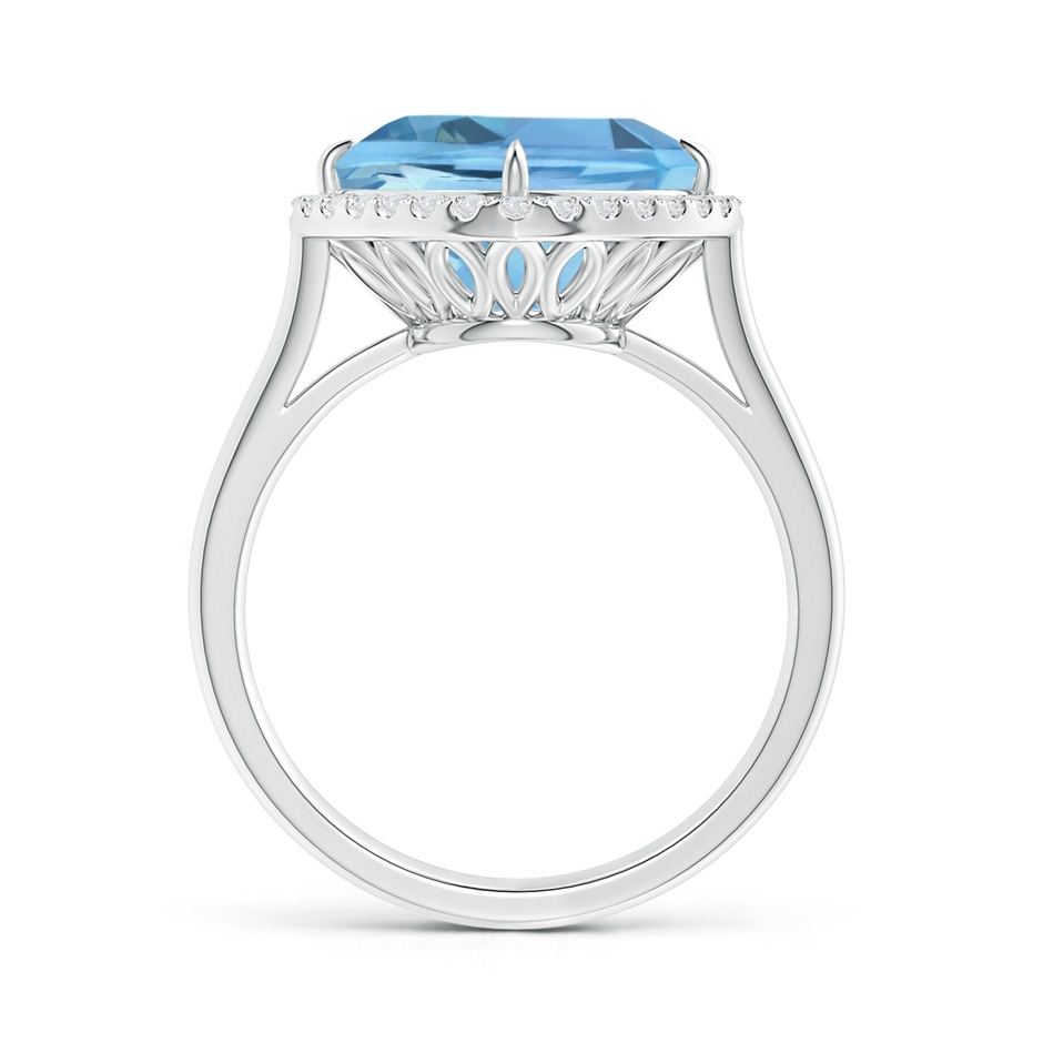 12mm AAAA Claw-Set Cushion Aquamarine Cocktail Halo Ring in 18K White Gold product image