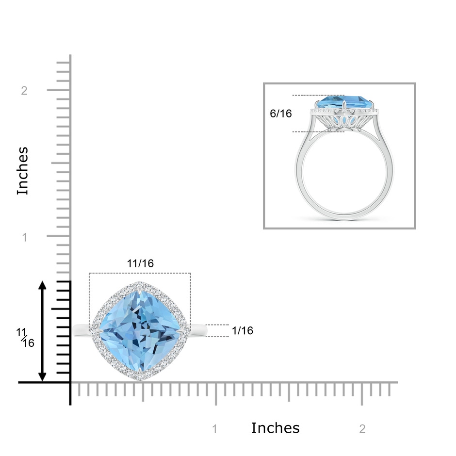 12mm AAAA Claw-Set Cushion Aquamarine Cocktail Halo Ring in 18K White Gold product image