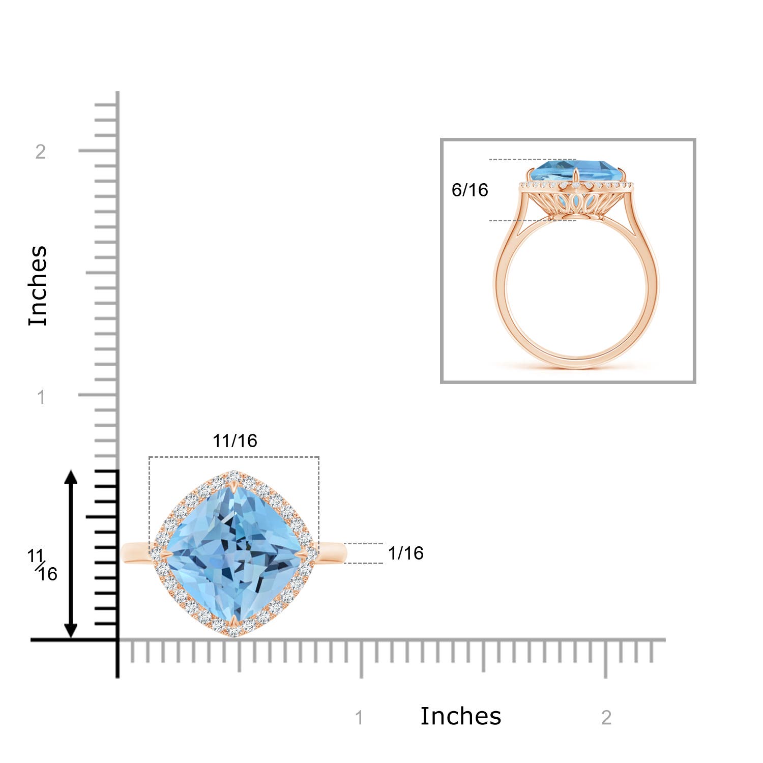 AAAA - Aquamarine / 6.14 CT / 14 KT Rose Gold