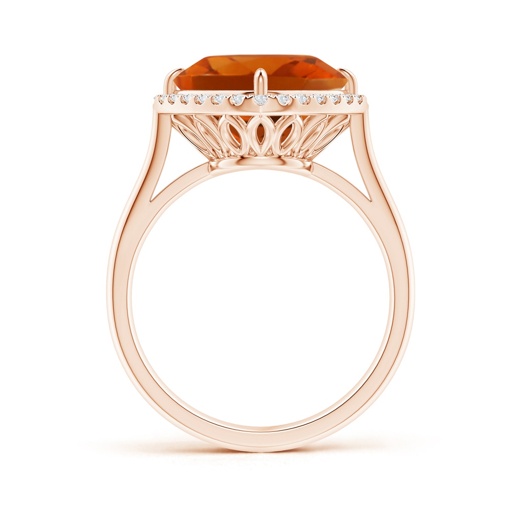 10mm AAAA Claw-Set Cushion Citrine Cocktail Halo Ring in Rose Gold - side_1